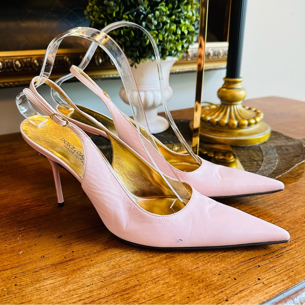 Dolce & Gabbana Pink Calfskin Slingback Stilettos Size 39.5 Italy - Picture 13 of 13